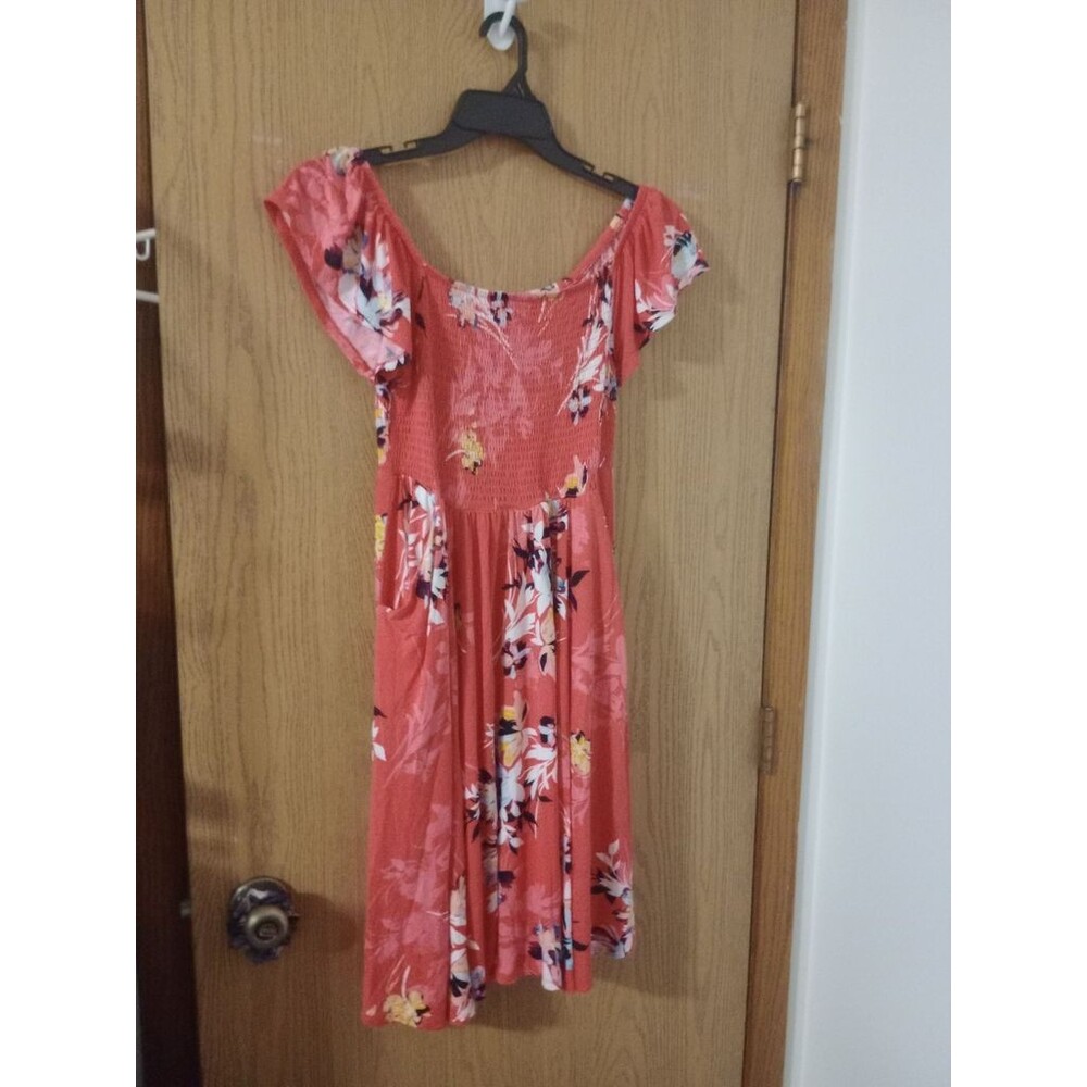 Womens Torrid Maxi Dress Size 0 Coral Floral Smocked Knit Flutter Sleeve